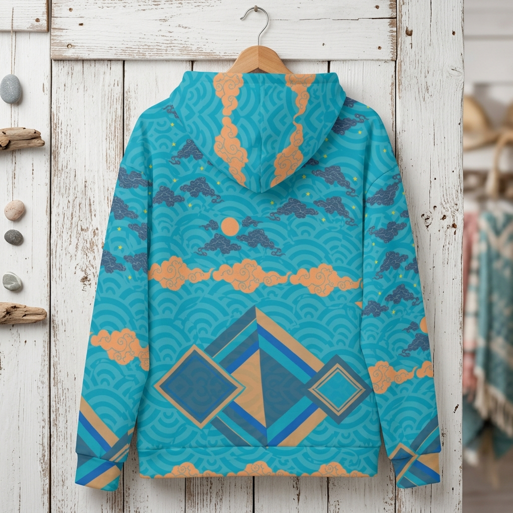 Japan Sky Reflective Mountains Turquoise Beach Hoodie Cozy Sweatshirt