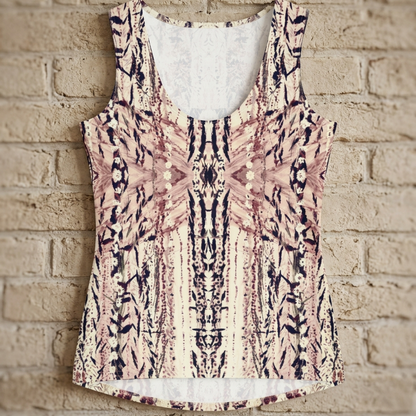 Rosewood Blush Ivory Abstract Botanical Cotton Tank | Gena Sage