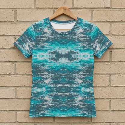 Tidal Mirror Turquoise Reflection Cotton Stretch Tee | Gena Sage