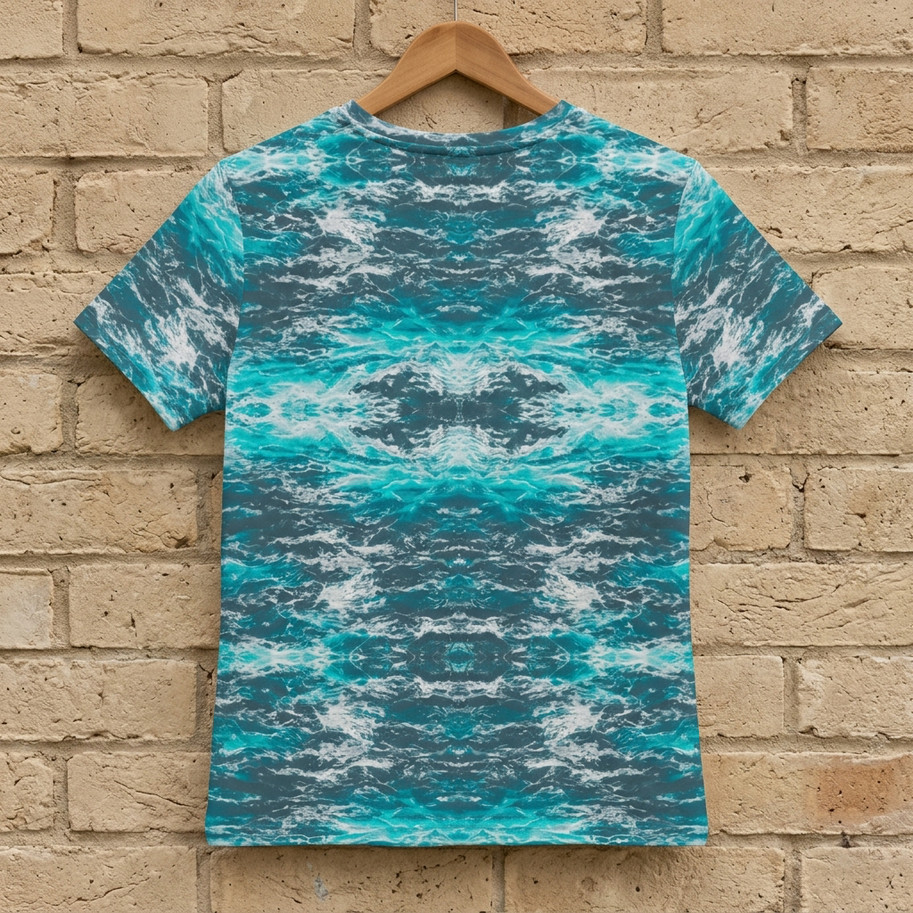 Tidal Mirror Turquoise Reflection Cotton Stretch Tee | Gena Sage