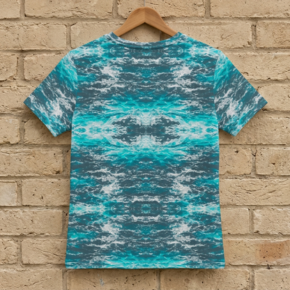 Tidal Mirror Turquoise Reflection Cotton Stretch Tee | Gena Sage