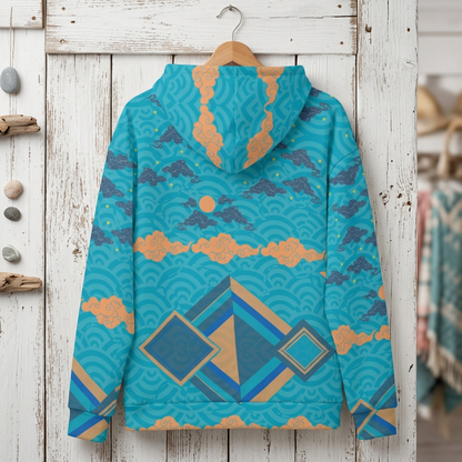 Japan Sky Reflective Mountains Turquoise Beach Hoodie Cozy Sweatshirt