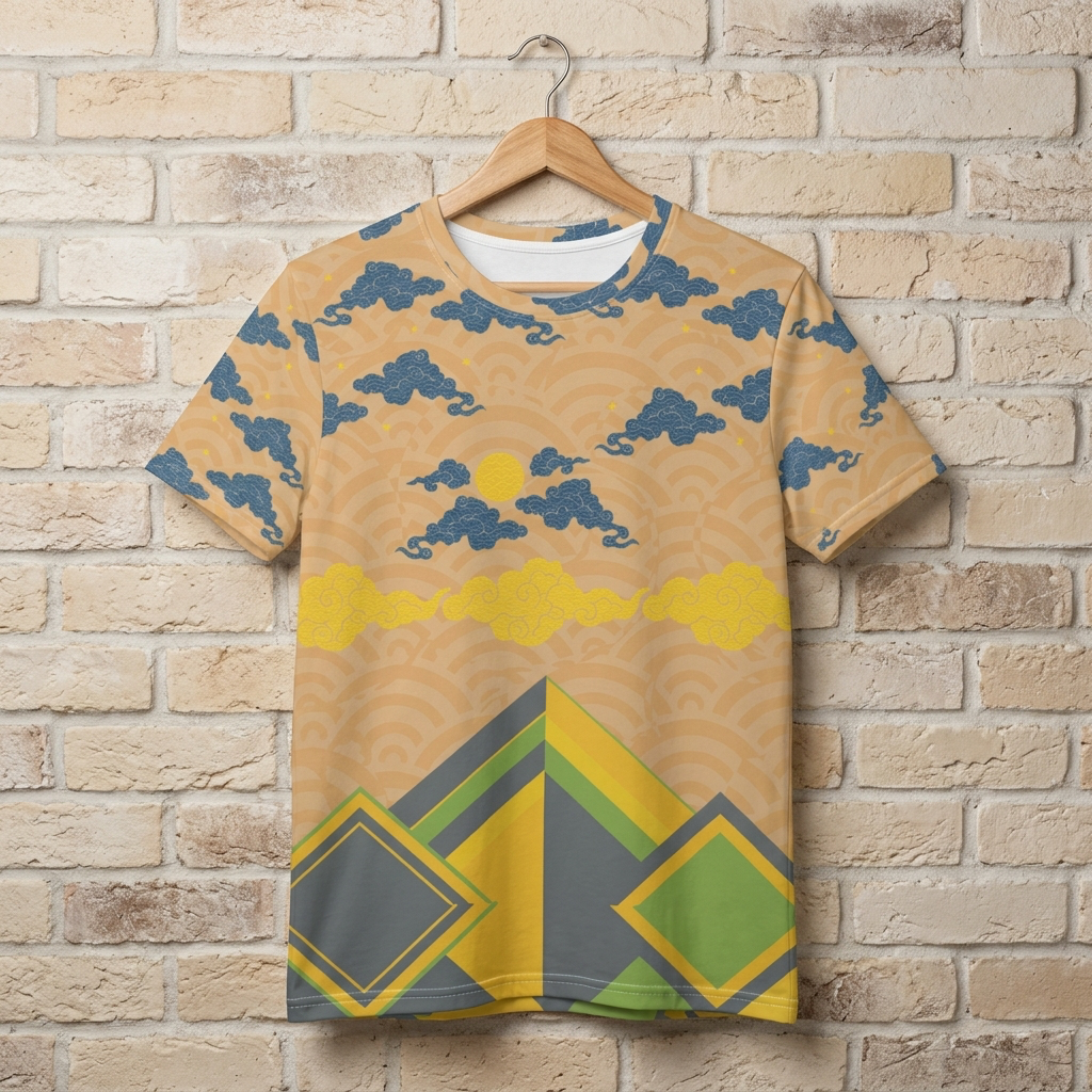 Japan Sky Reflective Mountains Mustard Women's T-shirt