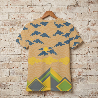 Japan Sky Reflective Mountains Mustard Women's T-shirt
