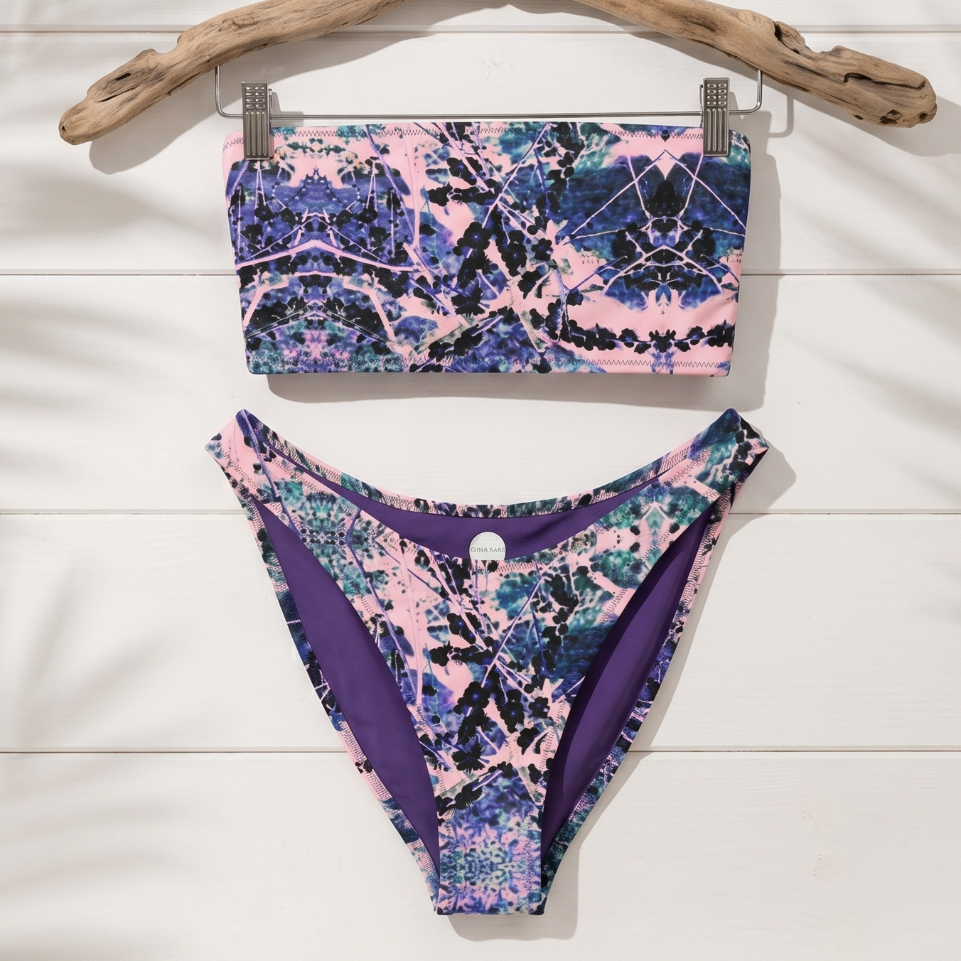 Sakura Afterglow Japanese Blossom Floral Bandeau Bikini Set | Gena Sage