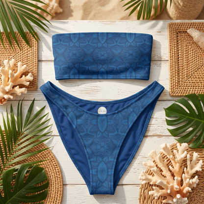 Deep Tide Blue Mandala Drift Bandeau Bikini | Swim Set & Separates