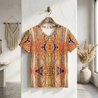 Golden Amber Dried Floral Cotton Stretch Tee | Gena Sage